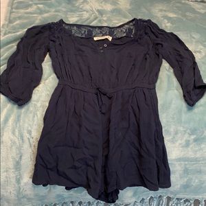 Quarter sleeve, lace romper